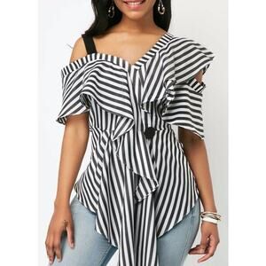 OFF-SHOULDER STRIPED TOP (MEDIUM)